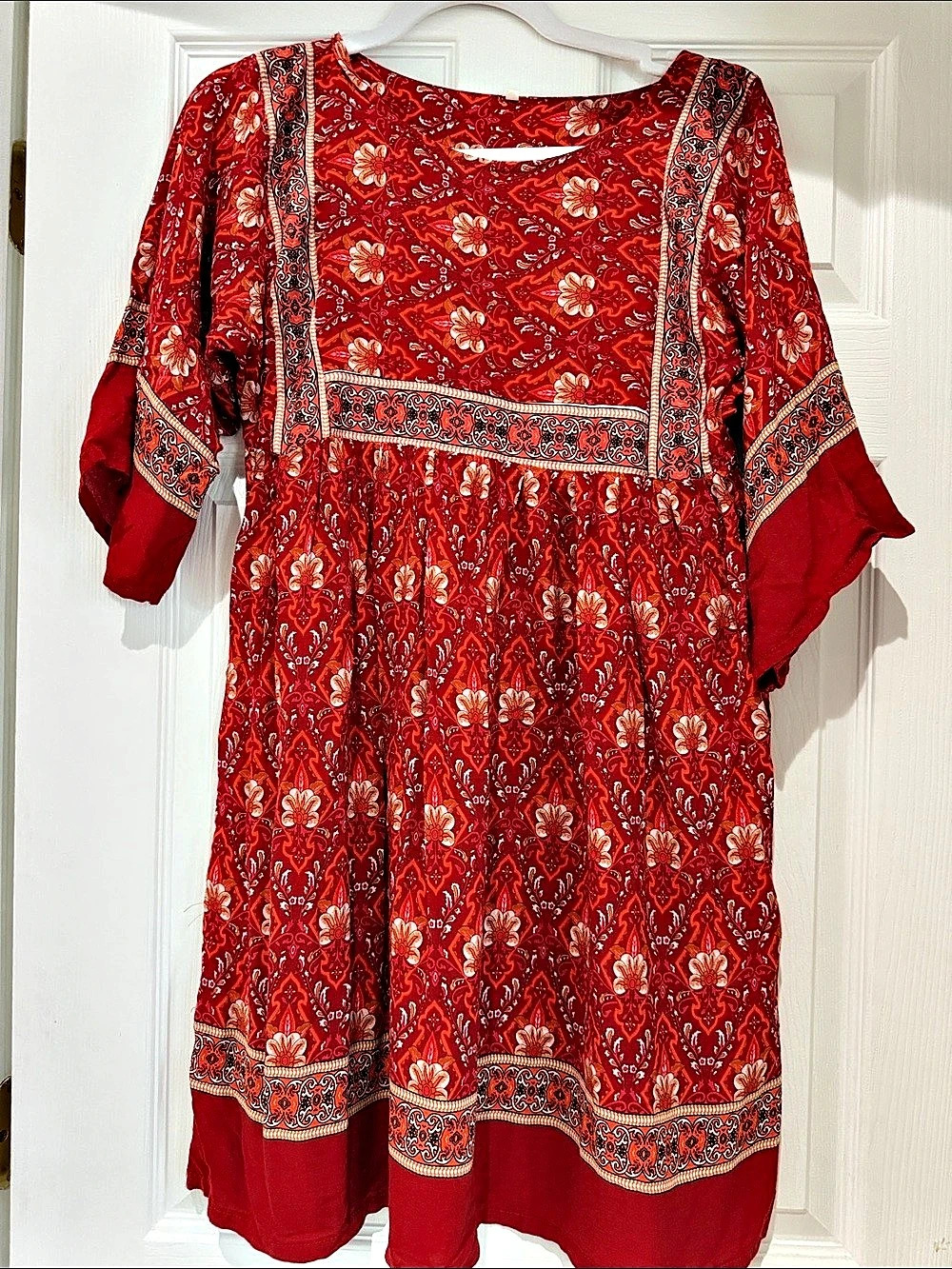 Boho Mini Dress in Red Size Small Like New